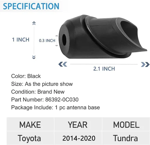 Miniatura 7 de Anina Base de antena para Toyota Tundra 2014 2015 2016 2017 2018 2019 2020 86392-0C030 Adorno de antena con ojales, montaje de goma, bisel de antena