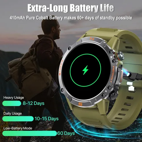 Miniatura 4 de WalkerFit Reloj Inteligente Militar Resistente para Hombres 1.43" AMOLED Smartwatch, Siempre Encendido, IP68 Resistente al Agua para Nadar, Monitor