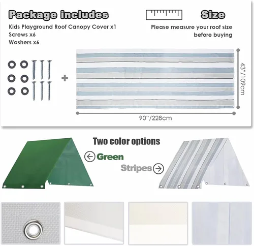 Miniatura 2 de Juego de toldo de repuesto de 43 x 90 pulgadas, juego de lona de repuesto, lona de repuesto impermeable 600d Oxford, accesorios de patio de recreo