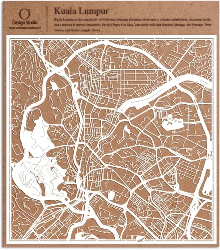 Miniatura 32 de O3 Design Studio Aberdeen - Mapa de papel cortado en papel blanco de 12 x 12 pulgadas