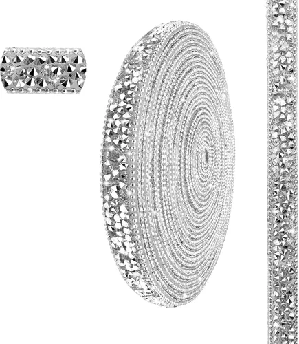Miniatura 12 de Cinta de Diamantes de Imitación de Resina AB Autoadhesiva de 6 Yardas, Tiras de Cristal, Cinta Brillante de Diamantes de Imitación de Resina