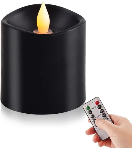 Miniatura 34 de Juego de 1 velas sin llama de 3 x 4, batería de 2 AA, 600 horas, velas parpadeantes con temporizador, velas sin llama de 4 pulgadas con control