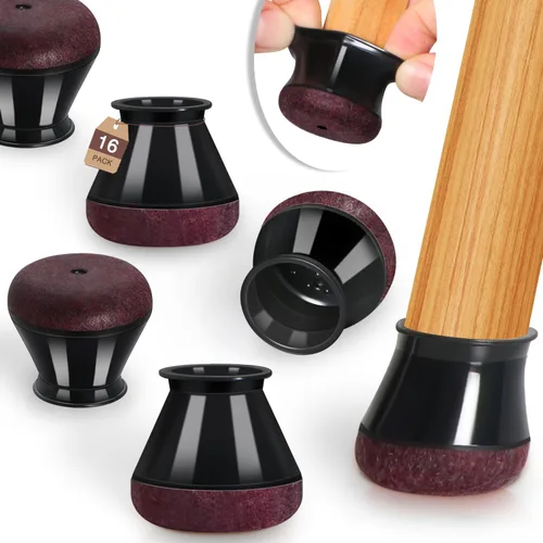 Miniatura 20 de Protectores de suelo para patas de silla cuadrados, protectores de suelo para patas de silla de silicona, tapas de fieltro, fortalecimiento