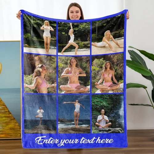 Miniatura 28 de Mantas personalizadas con fotos, manta personalizada con nombre de imagen para esposa, marido, novio, novia, aniversario, Navidad, cumpleaños, 1 Foto