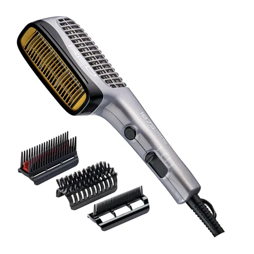 RED by KISS 1875 - Estilizador de cabello iónico de cerámica con púa desenredante, peine profesional de secado rápido, 4 ajustes de calor/velocidad,
