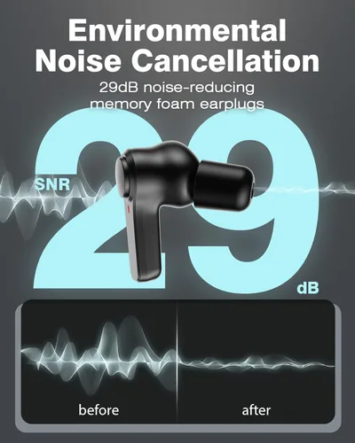 Miniatura 3 de Qozybuds Auriculares Bluetooth 5.4 para el lugar de trabajo, protección auditiva SNR de 29 dB, 70 horas de reproducción, protección para los oídos