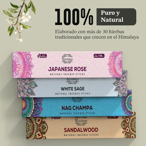 Miniatura 2 de Raajsee Varitas de incienso (6.35 oz), 100% puras orgánicas y naturales, enrolladas a mano, sin productos químicos, perfectas para aromaterapia
