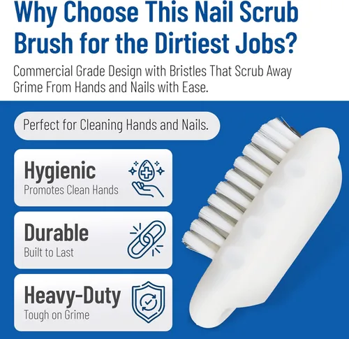 Miniatura 3 de Cepillo exfoliante para uñas SPARTA de grado comercial, cepillo resistente para manos y uñas con cerdas rígidas para jardineros, mecánicos y Blanco