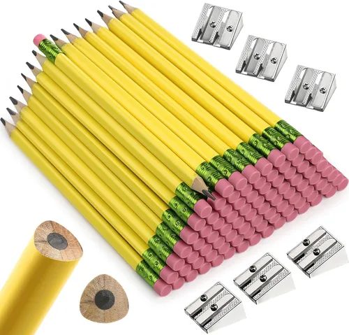 Miniatura 13 de Fainne Juego de 102 lápices jumbo para niños pequeños, 96 lápices grandes gruesos con borradores, 6 sacapuntas a granel para preescolar, jardín