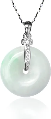 Dahlia Collar con dije de jade con forma de círculo, dona o moneda, jadeíta grado A, certificada, auténtica