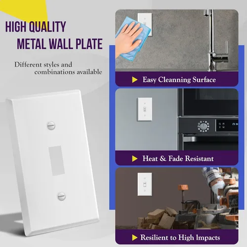 Miniatura 41 de ENERLITES Placa de Pared Metálica para Interruptor de Luz de Palanca, Acero Inoxidable 201, Resistente a la Corrosión, Tamaño Estándar 1-Gang 4.50