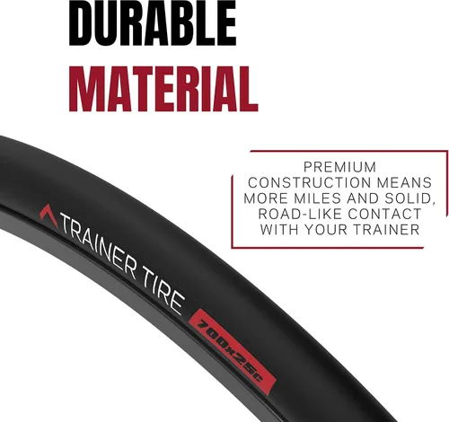 Miniatura 3 de KOM Cycling Neumático de entrenamiento de interior 700 x 25 c – Neumático de bicicleta de carretera con compuesto de goma patentado silencioso