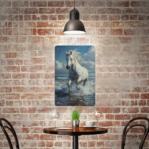 Miniatura 8 de Horse Galloping through Ocean Waves Metal Tin Sign Wall Decor Retro Sign for Home Living Room Bedroom Coffee Wall Decor Halloween Christmas Gifts