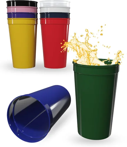 Miniatura 44 de PartyPrints Paquete de 100 vasos de plástico en blanco reutilizables de 10 a 12 onzas, vasos de estadio a granel, sin BPA, aptos para lavavajillas