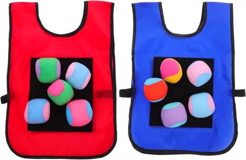 Juego de chaleco adhesivo para niños con 10 bolas de forro polar suave, 2 camisetas adhesivas para juegos al aire libre, diversión familiar y juego