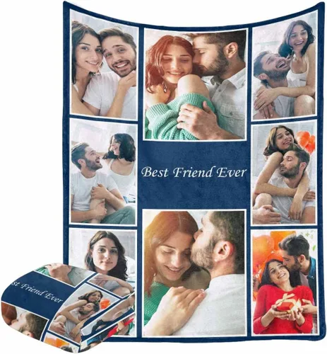 Miniatura 37 de Manta personalizada con fotos, manta personalizada con retrato familiar para padres, niños, perros y familia, manta personalizada para un día