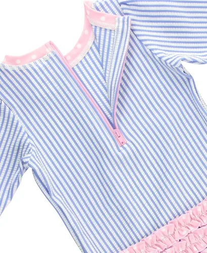 Miniatura 5 de RuffleButts - Traje de baño de manga larga, de una pieza, para bebéniñas, con protección solar UPF 50+