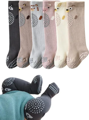 Calcetines altos hasta la rodilla para niños pequeños, para niña y niño, antideslizantes con agarres, calcetines antideslizantes, calcetines para