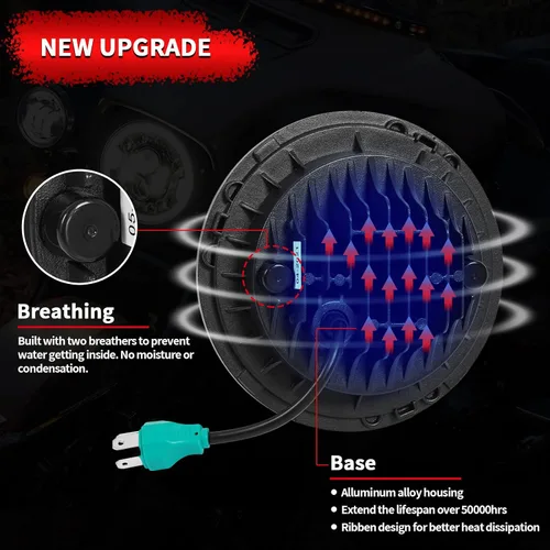 Miniatura 3 de Wisamic Faro LED para motocicleta de 7 pulgadas, lámparas de paso de 4.5 pulgadas, luces antiniebla y anillo de montaje, compatible con Harley