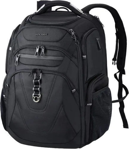 KROSER Mochila para Laptop de Viaje Amigable Mochila Hidrófuga Mochila de Negocios, 18,4 pulg., Mochilas Daypack | Compatible con la TSA Negro-18.4