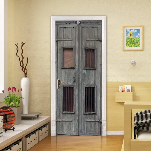 Miniatura 60 de Calcomanías 3D para puerta, murales para despegar y pegar, cocodrilo negro, calcomanías de pared, autoadhesivas, extraíbles, impermeables, de PVC