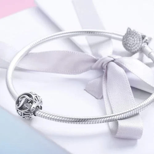 Miniatura 3 de Plata de ley 925 con piedras cúbicas, opciones completas de regalo de la A Z, cuentas de letras del alfabeto para pulseras europeas Pandora