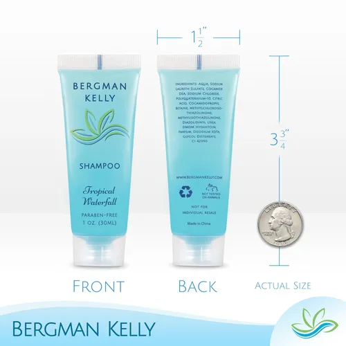 Miniatura 3 de Bergman Kelly - Paquete de artículos de tocador de hotel - Cascada tropical, 1 oz cada uno, 100 piezas - Juego de 4 piezas: 25 jabón en barra