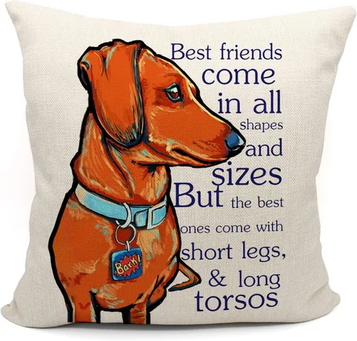 Mancheng-zi Funda de almohada de perro salchicha – Decoración de perro salchicha – Divertidos regalos para mamá Doxie, funda de cojín de 18 x 18