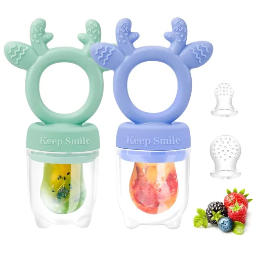 Miniatura 13 de Chupón alimentador de sólidos/frutas congeladas para bebés, juguete mordedor infantil 4M+, bolsa de silicona sin BPA y pezón, introduce sólidos