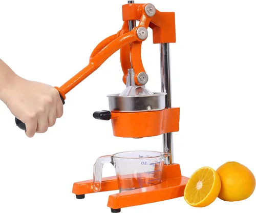 Miniatura 10 de Exprimidor comercial de cítricos de hierro fundido, prensa manual extra grande de jugo de naranja, exprimidor de mano resistente para uso en Gris