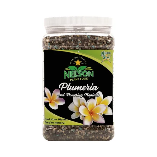 Nelson NutriStar - Fertilizante granular para plantas de plumeria y todas las tropicales en flor, helechos, orquídeas, lirios en tierra,