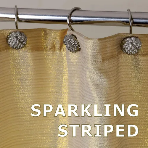 Miniatura 4 de Cortinas de ducha doradas para baño: cortina decorativa de ducha de tela brillante con purpurina - cortina de baño lujosa, elegante, elegante