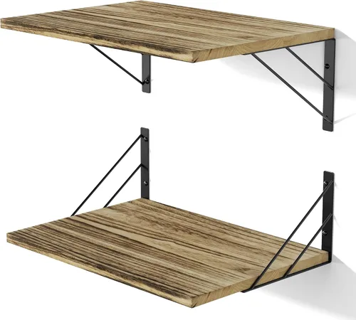 Miniatura 11 de Love-KANKEI Estantes flotantes anchos para pared, color negro de 16 pulgadas de ancho x 12 pulgadas de profundidad, estantes de pared grandes