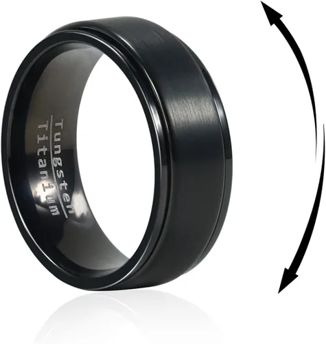 Anillo giratorio de titanio de tungsteno de 0.2360.315 pulgadas para hombre, tamaño medio, sin níquel, anillo de ansiedad para hombres y mujeres,