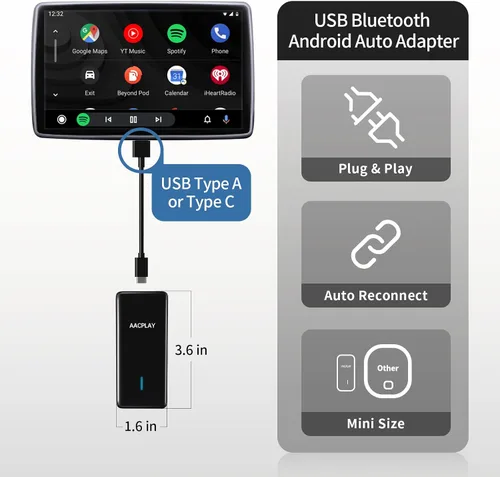 Miniatura 5 de AACPLAY El adaptador inalámbrico Android Auto para automóvil convierte Android Auto con cable a inalámbrico, Android Auto Dongle inalámbrico