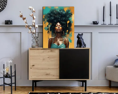 Miniatura 23 de Arte de pared afroamericano, decoración de rey y reina bailarín negro para sala de estar, arte de pareja de amor negro para dormitorio, lienzo