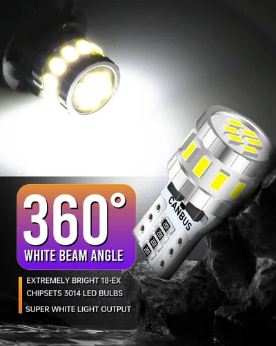 Miniatura 4 de 168 194 Bombilla LED de xenón blanco T10 2825 W5W 18-SMD 3014 Chipsets LED de repuesto Canbus libre de errores para domo, mapa, puerta, cortesía