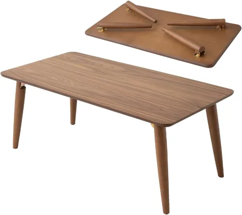 Miniatura 13 de EMOOR Mesa auxiliar plegable de madera rectangular pequeña (17.7 x 23.6 pulgadas), color blanco, mesa baja para sentarse en el suelo, espacio