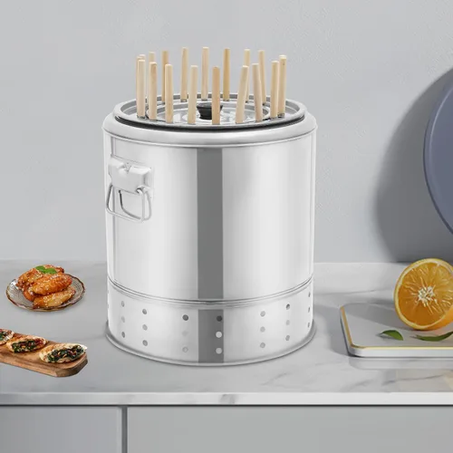Miniatura 6 de Parrilla de carbón portátil, parrilla de acero inoxidable con accesorios para parrilla, cocina envolvente de 360° para colgar kebabs, ideal