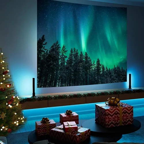 Miniatura 9 de Apdidl Tapiz de pared de bosque para dormitorio, estético, naturaleza, espacio exterior, galaxia, noche estrellada, tapiz para colgar en la pared
