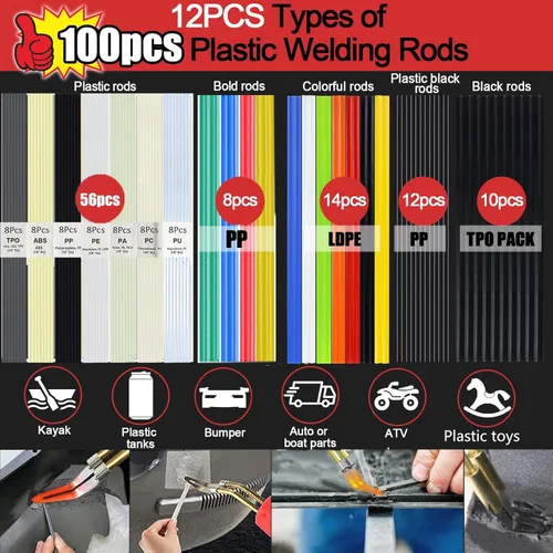 Miniatura 5 de Soldador de plástico de 220 W, kit de soldadura de plástico 2 en 1, 1000 piezas de grapas calientes, kit de reparación de plástico con 100 varillas