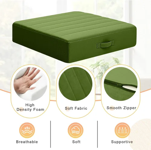 Miniatura 6 de MeMoreCool Almohadas cuadradas para suelo para adultos y niños, 2 juegos de cojines grandes de meditación con espuma de 5 pulgadas de grosor y funda