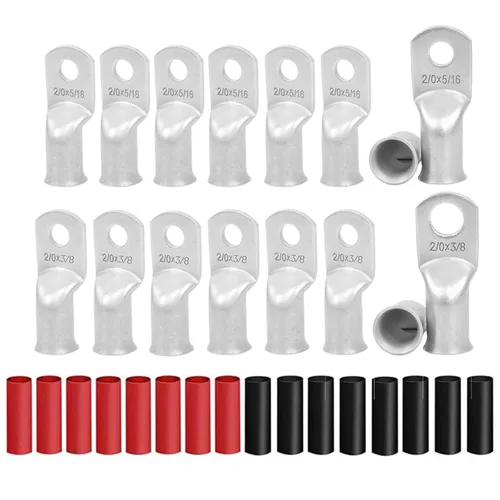 Miniatura 27 de 8 piezas de terminales de cable de cobre estañado de servicio pesado 1/0 AWG con espárrago de 3/8" y 8 piezas de terminales 1/0 AWG con espárrago