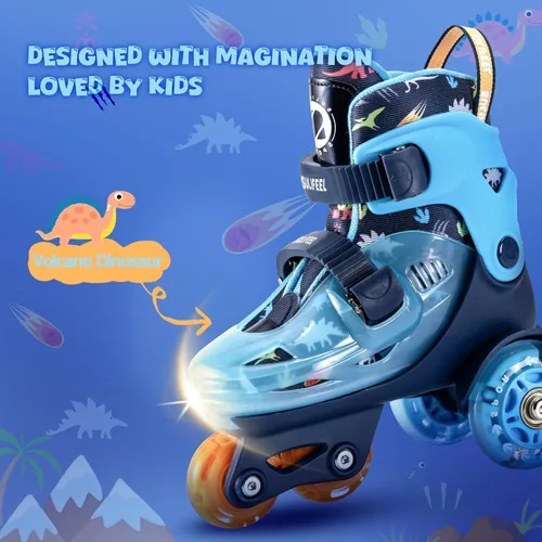 Miniatura 2 de SULIFEEL Patines de Ruedas Ajustables para Niñas Niños Infantiles, Ruedas Divertidas Iluminadas con Luz Flash de Tipo Equilibrio de Tres Puntos Azul
