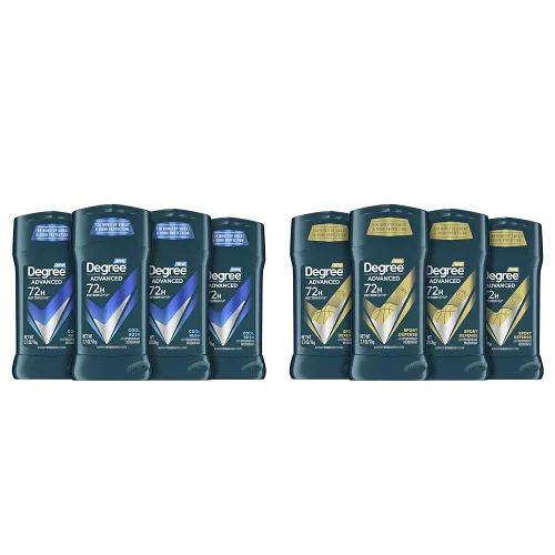 Degree Desodorante antitranspirante de protección avanzada para hombre, Cool Rush, 4 unidades, 72 horas, sudor y desodorante antitranspirante