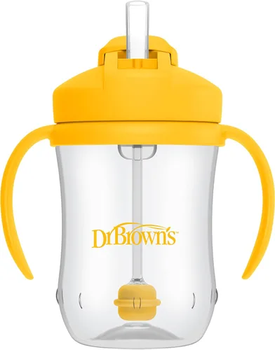 Miniatura 16 de Dr. Brown's - Primer vaso con popote para bebé, Hitos, 9 oz/270 ml, color coral y verde oliva, libre de BPA, 6 meses en adelante, 2