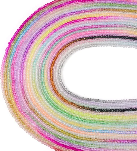 Miniatura 15 de FASHEWELRY 10 hebras de cuentas de vidrio chapadas en arco iris de 0.118 pulgadas (0.118 in), cuentas espaciadoras de cristal de Rondelle, cuentas