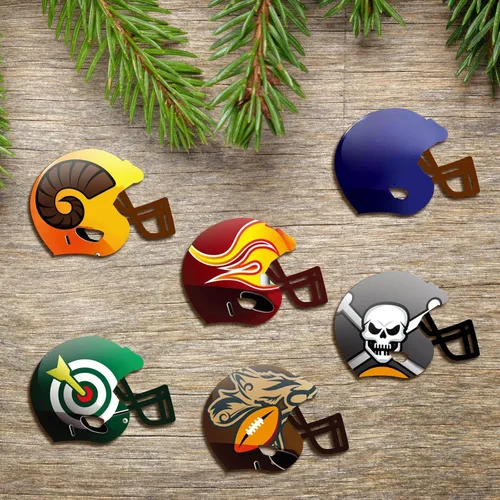 Miniatura 3 de Yookeer 32 piezas de madera para manualidades de fútbol sin terminar, casco de hockey de fútbol americano con recortes de madera para pintar