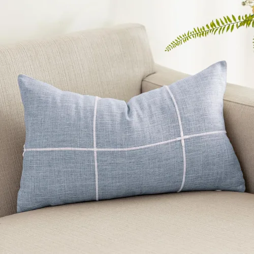 Miniatura 20 de vctops Funda de Almohada Decorativa de Algodón y Lino con Celosía Rústica Funda de Cojín Lumbar con Bordado Funda de Almohada para Sofá Dormitorio