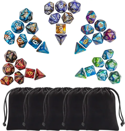 Miniatura 7 de CiaraQ Juego de dados poliédricos - Dados para juegos de rol DND para Calabozos y Dragones, juego de mesa RPG, doble color, 35 piezas